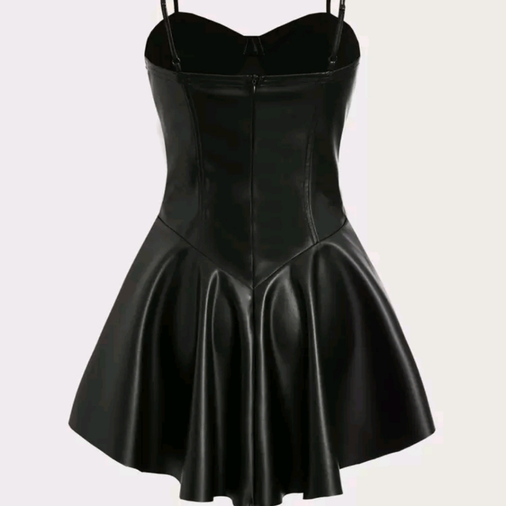 Black Faux Leather Cami Dress - Picture 5 of 8